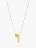 Stych Kids' Initial & Heart Gem Charm Necklace, Gold