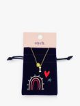 Stych Kids' Initial & Heart Gem Charm Necklace, Gold