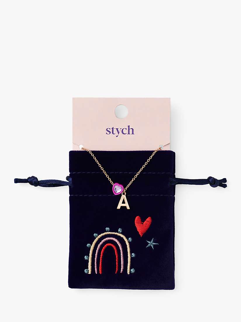Buy Stych Kids' Initial & Heart Gem Charm Necklace, Gold Online at johnlewis.com