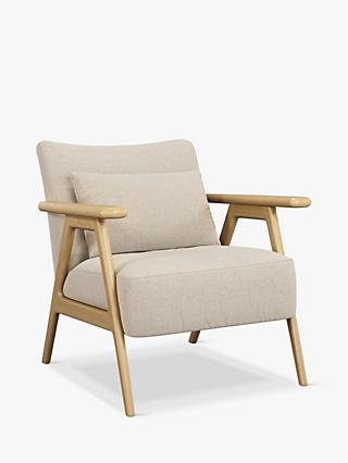 John Lewis Hendricks Leather Accent Chair, Light Wood Frame