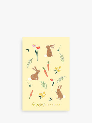 Art File Rabbits and Carrots Happy Easter Card, Pack of 6