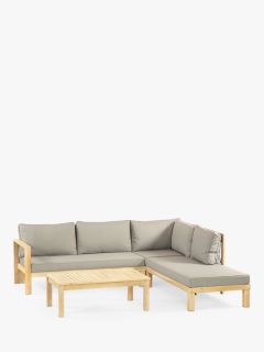 Suntime Monaco 4-Seater Corner Garden Sofa Lounging Set, FSC-Certified (Acacia Wood), Grey/Natural