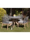 Suntime Seville 4-Seater Round Garden Dining Table & Chairs Set, Grey