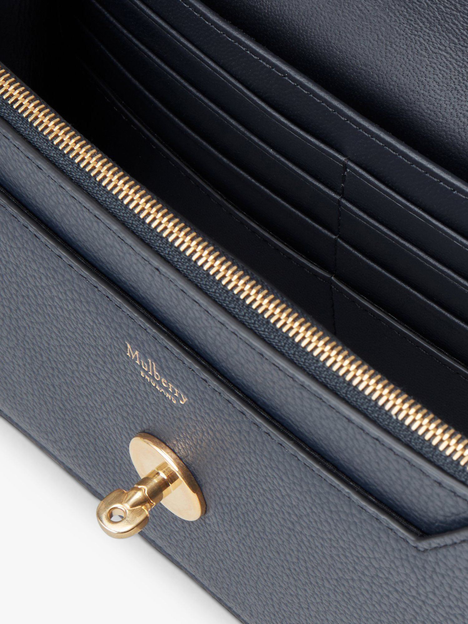 Mulberry Small Darley Small Classic Grain Leather Clutch Bag, Night Sky ...