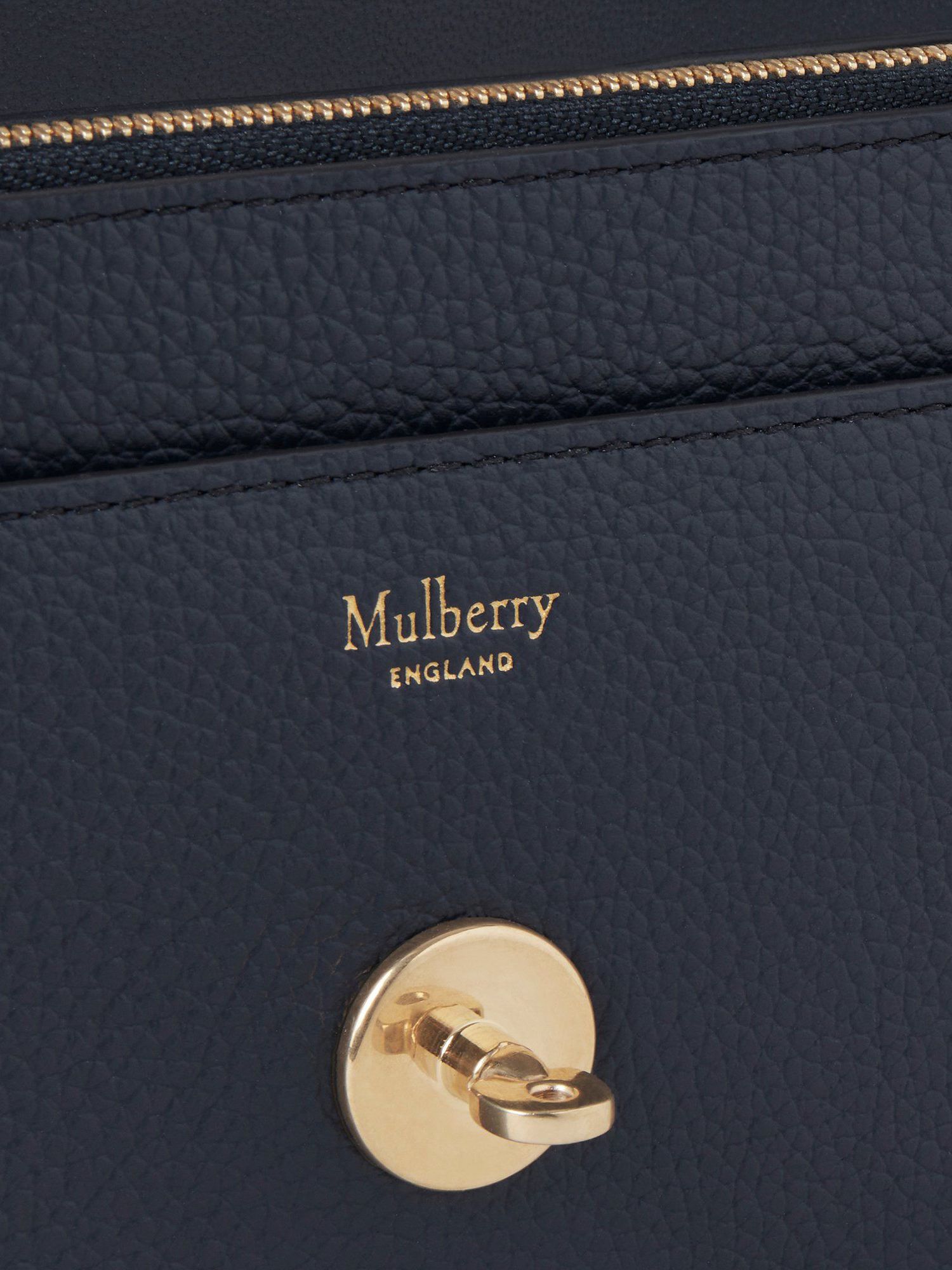 Mulberry Small Darley Small Classic Grain Leather Clutch Bag, Night Sky