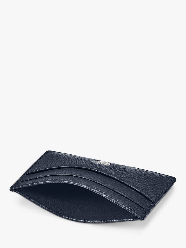 Aspinal of London Saffiano Leather Slim Credit Card Holder, Navy