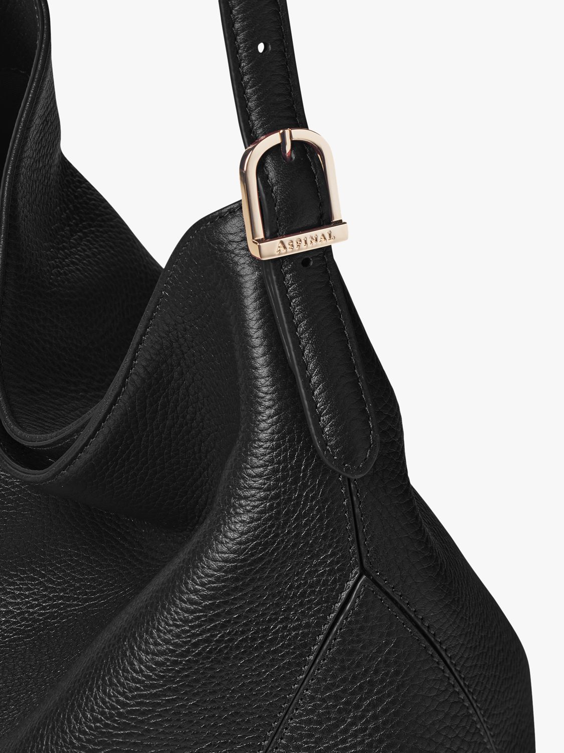 Aspinal of London Pebble Leather Hobo Shoulder Bag, Black