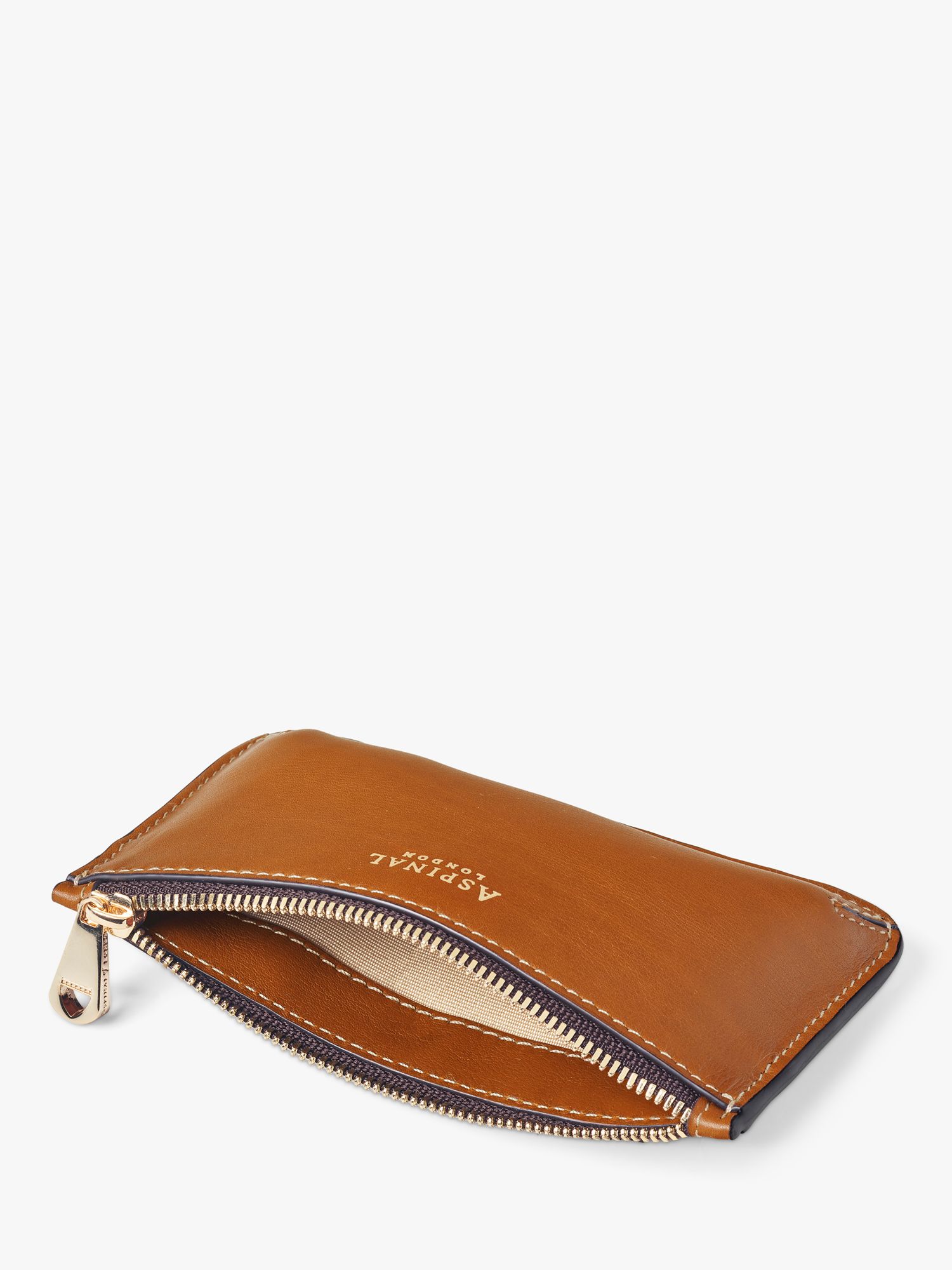 Aspinal of London Ella Leather Card and Coin Holder, Tan