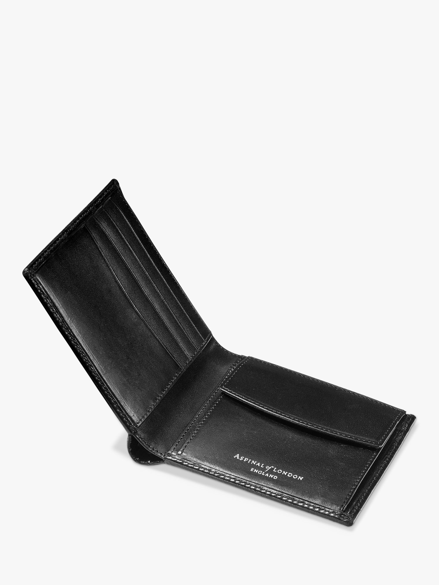 Aspinal of London Single Billfold Smooth Leather Coin Wallet, Black