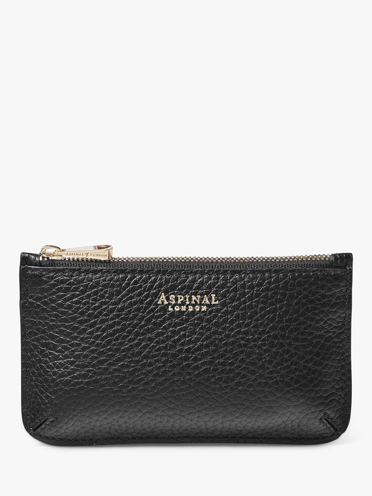 Aspinal of London Ella Pebble Grain Leather Card and Coin Holder, Black ...