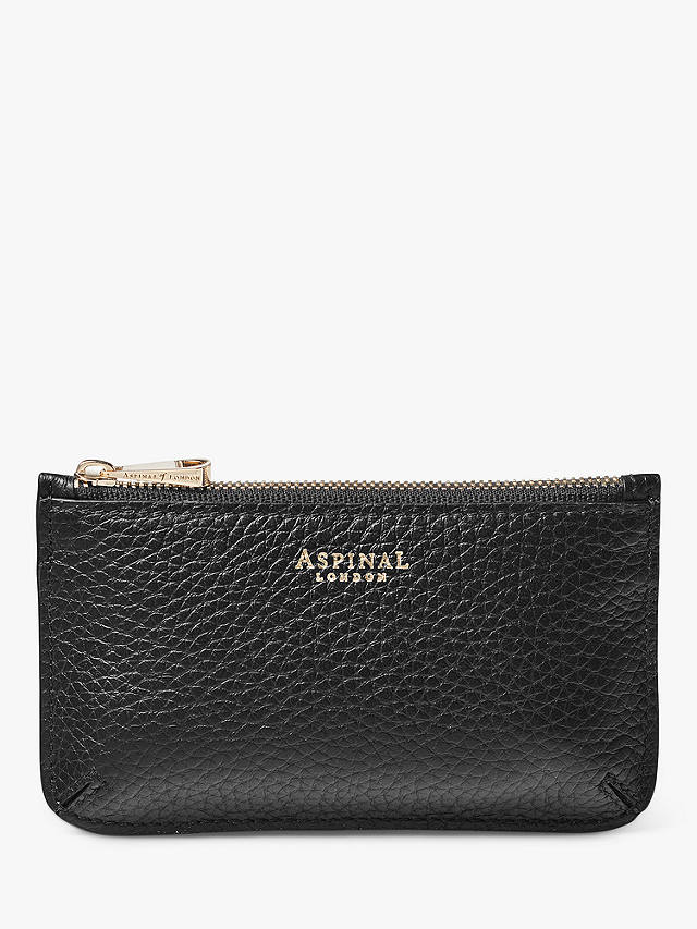 Aspinal of London Ella Pebble Grain Leather Card and Coin Holder, Black ...