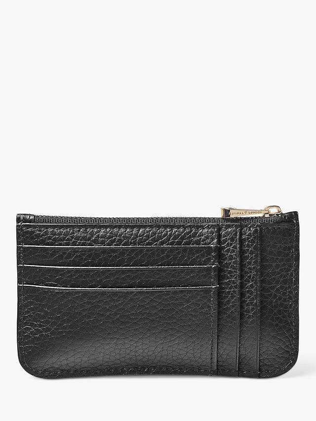 Aspinal of London Ella Pebble Grain Leather Card and Coin Holder, Black