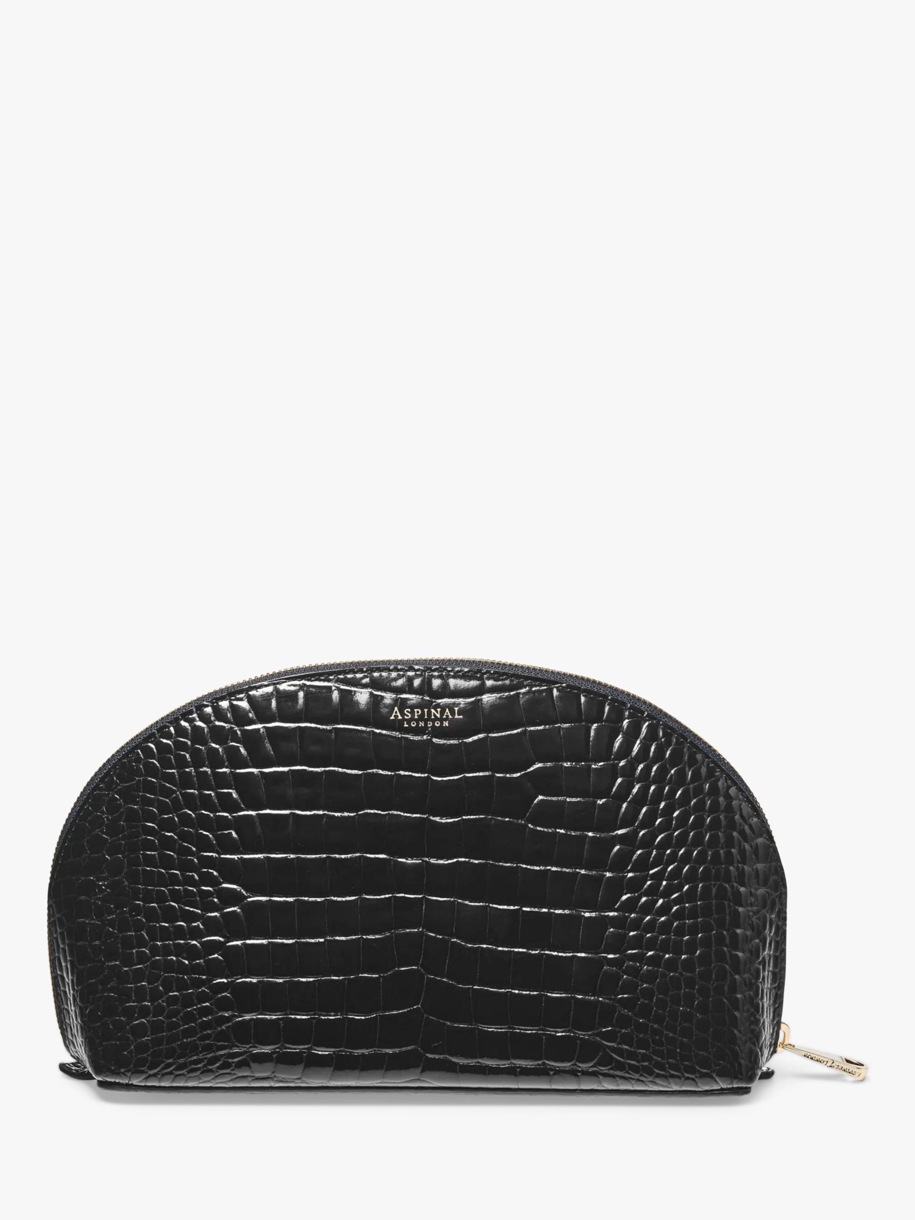 Aspinal of London Large Croc Effect Leather Cosmetic Case, Black 2