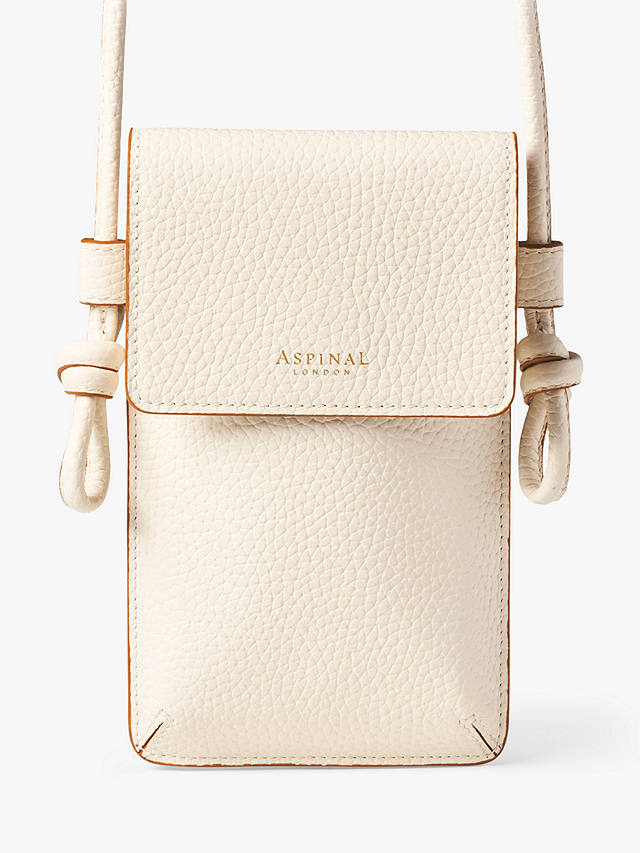 Aspinal of London Ella Full Grain Pebble Leather Phone Pouch, Ivory
