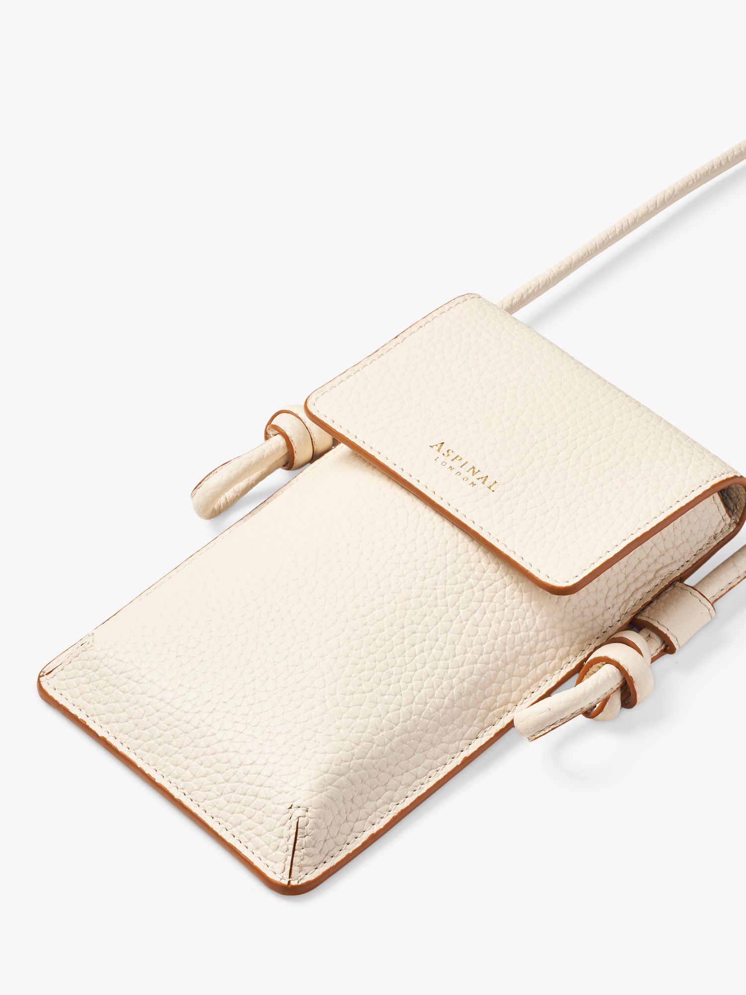 Aspinal of London Ella Pebble Leather Phone Pouch, Ivory