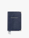 Aspinal of London Lizard Leather Passport Cover, Midnight Blue