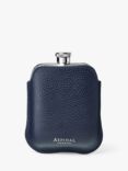Aspinal of London Pebble Full Grain Leather Stainless Steel 5oz Hip Flask, Navy