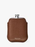 Aspinal of London Pebble Full Grain Leather Stainless Steel 5oz Hip Flask, Tobacco