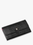 Aspinal of London Croc Effect Leather Travel Wallet, Black