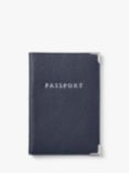 Aspinal of London Pebble Leather Passport Cover, Navy