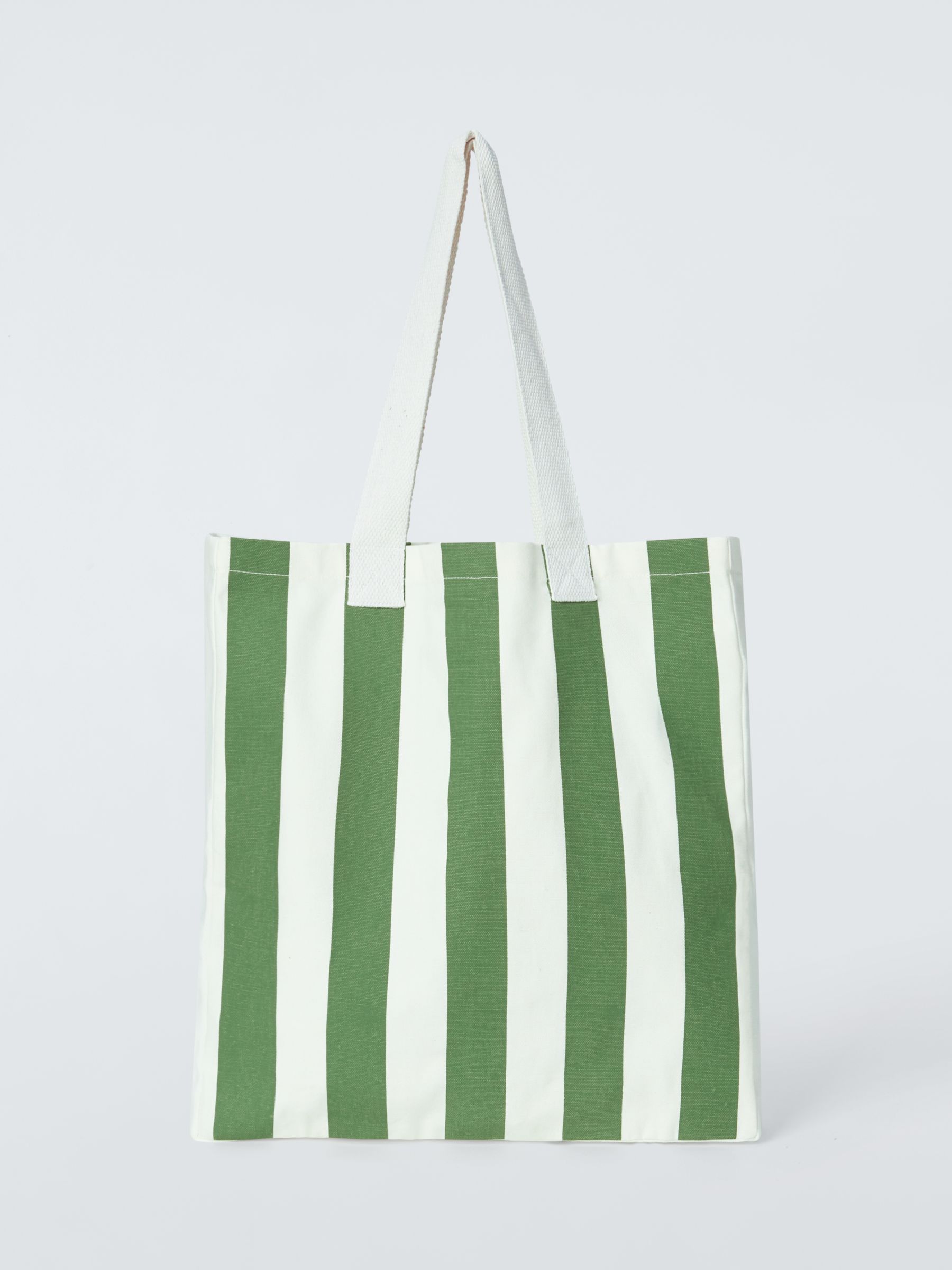 John Lewis Cotton Tote Bag, Green Stripe