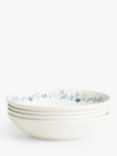 John Lewis ANYDAY Mila Floral Print Porcelain Pasta Bowl, Set of 4, 20cm, Blue
