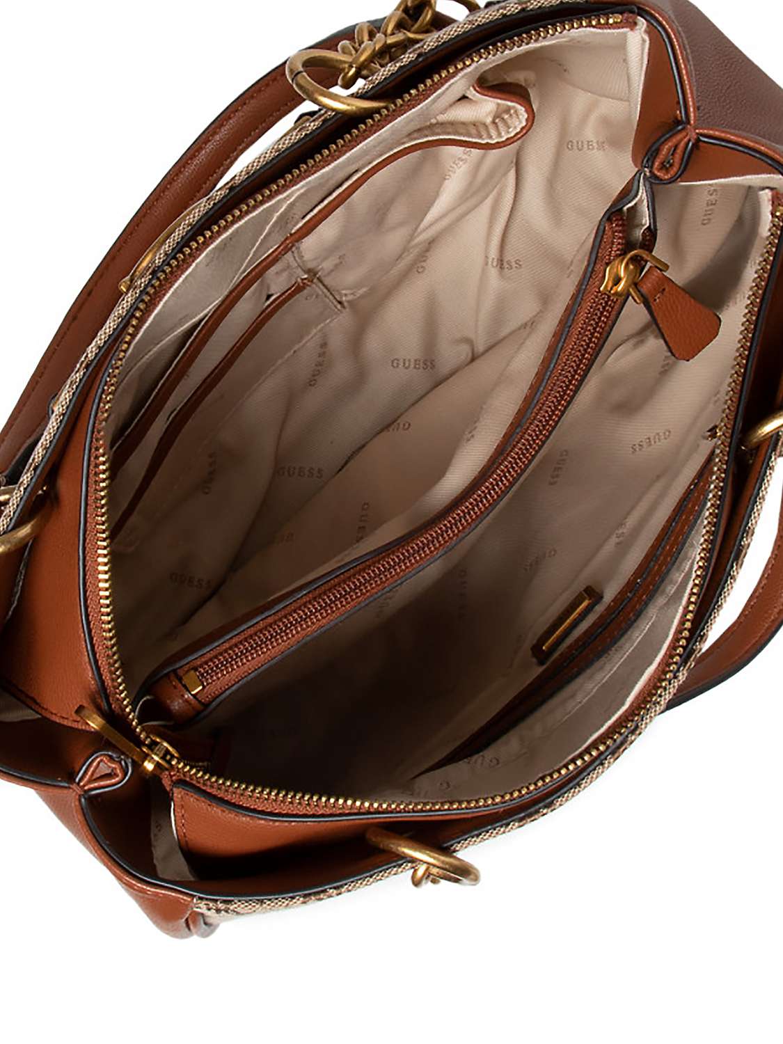 GUESS Aviana Luxury 4G Logo Shoulder Bag, Brown/Multi at John Lewis ...