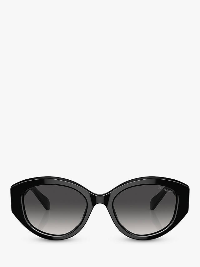 Swarovski SK6005 Women's Embellished Irregular Sunglasses, Black/Grey Gradient