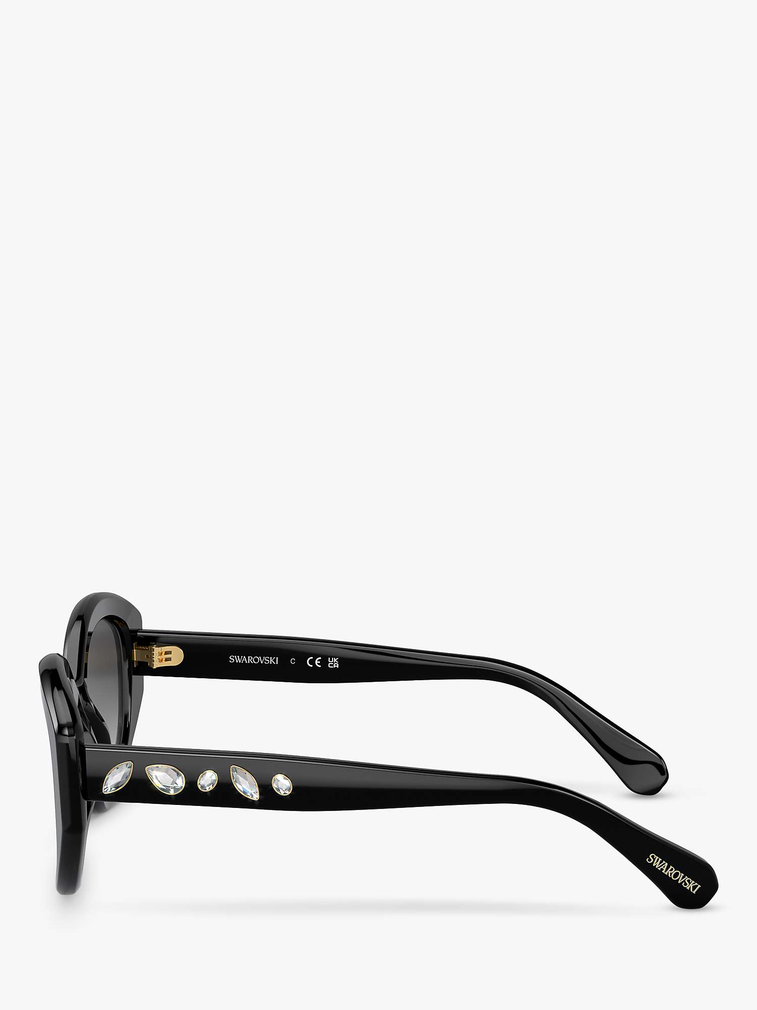 Buy Swarovski SK6005 Women's Embellished Irregular Sunglasses, Black/Grey Gradient Online at johnlewis.com