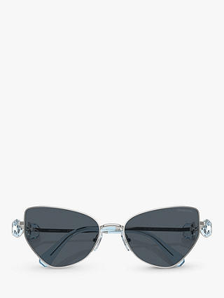 Swarovski SK7003 Women's Irregular Sunglasses, Silver/Grey