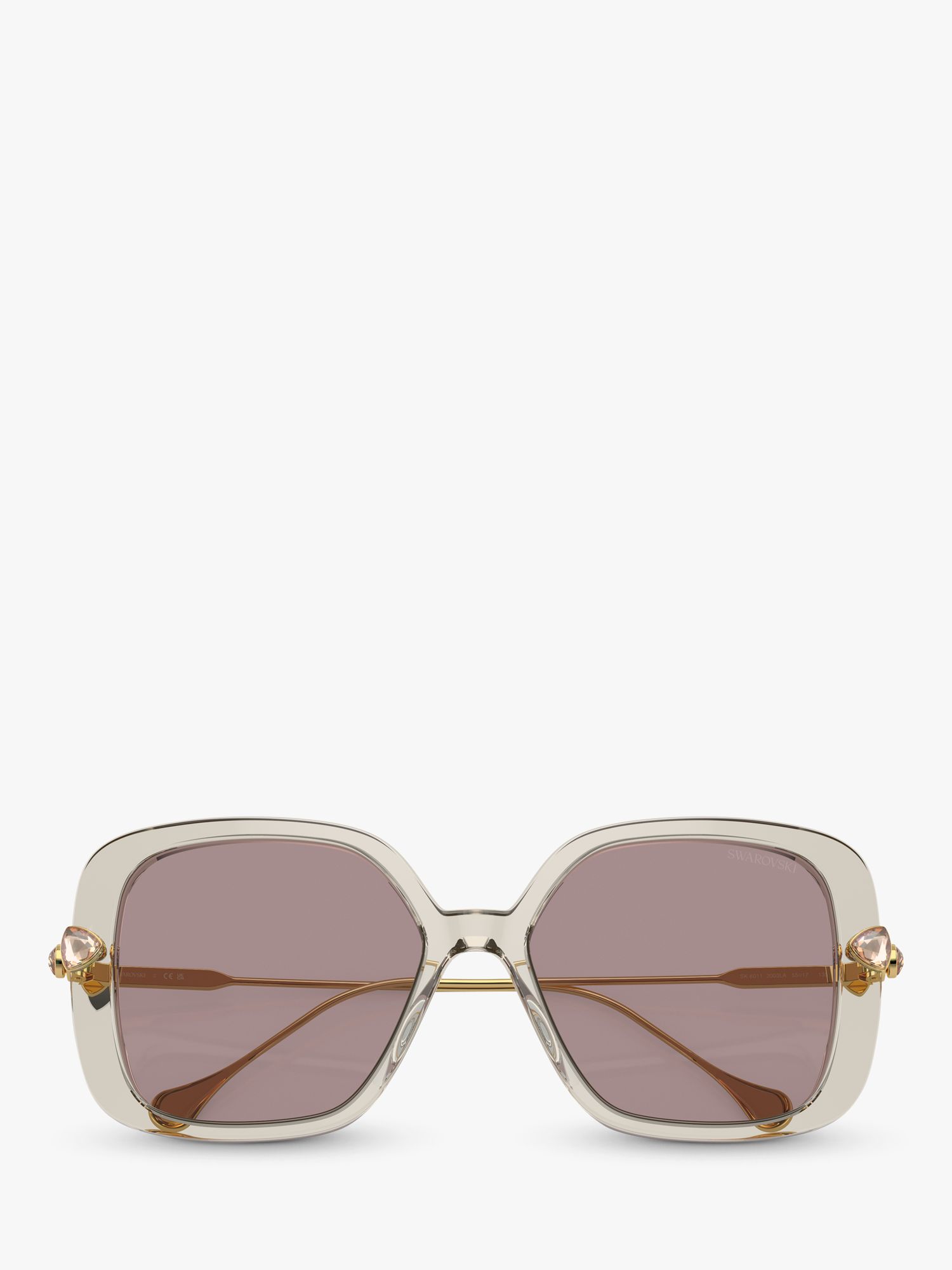 Swarovski SK6011 Women's Square Sunglasses, Transparent Light Brown/Violet
