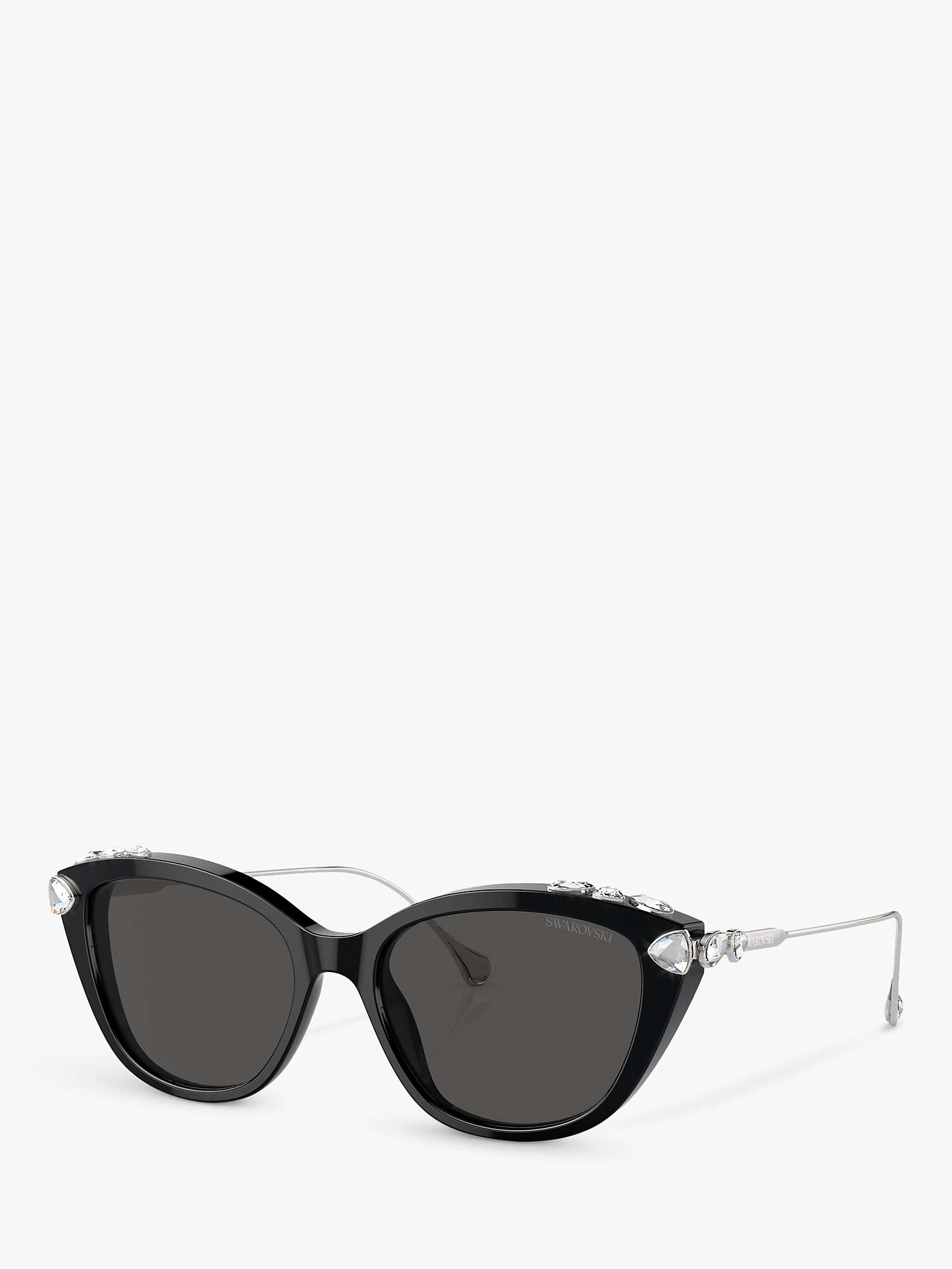 Buy Swarovski SK6010 Women's Crystal Cat's Eye Sunglasses, Black Online at johnlewis.com