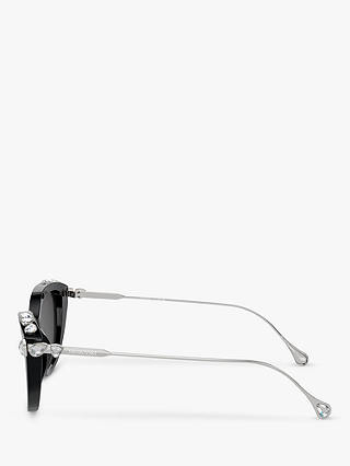 Swarovski SK6010 Women's Crystal Cat's Eye Sunglasses, Black