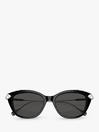 Swarovski SK6010 Women's Crystal Cat's Eye Sunglasses, Black