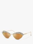 Swarovski SK7009 Women's Crystal Cat's Eye Sunglasses, Pale Gold/Mirror Orange, Pale Gold/Mirror Orange