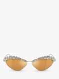 Swarovski SK7009 Women's Crystal Cat's Eye Sunglasses, Pale Gold/Mirror Orange, Pale Gold/Mirror Orange