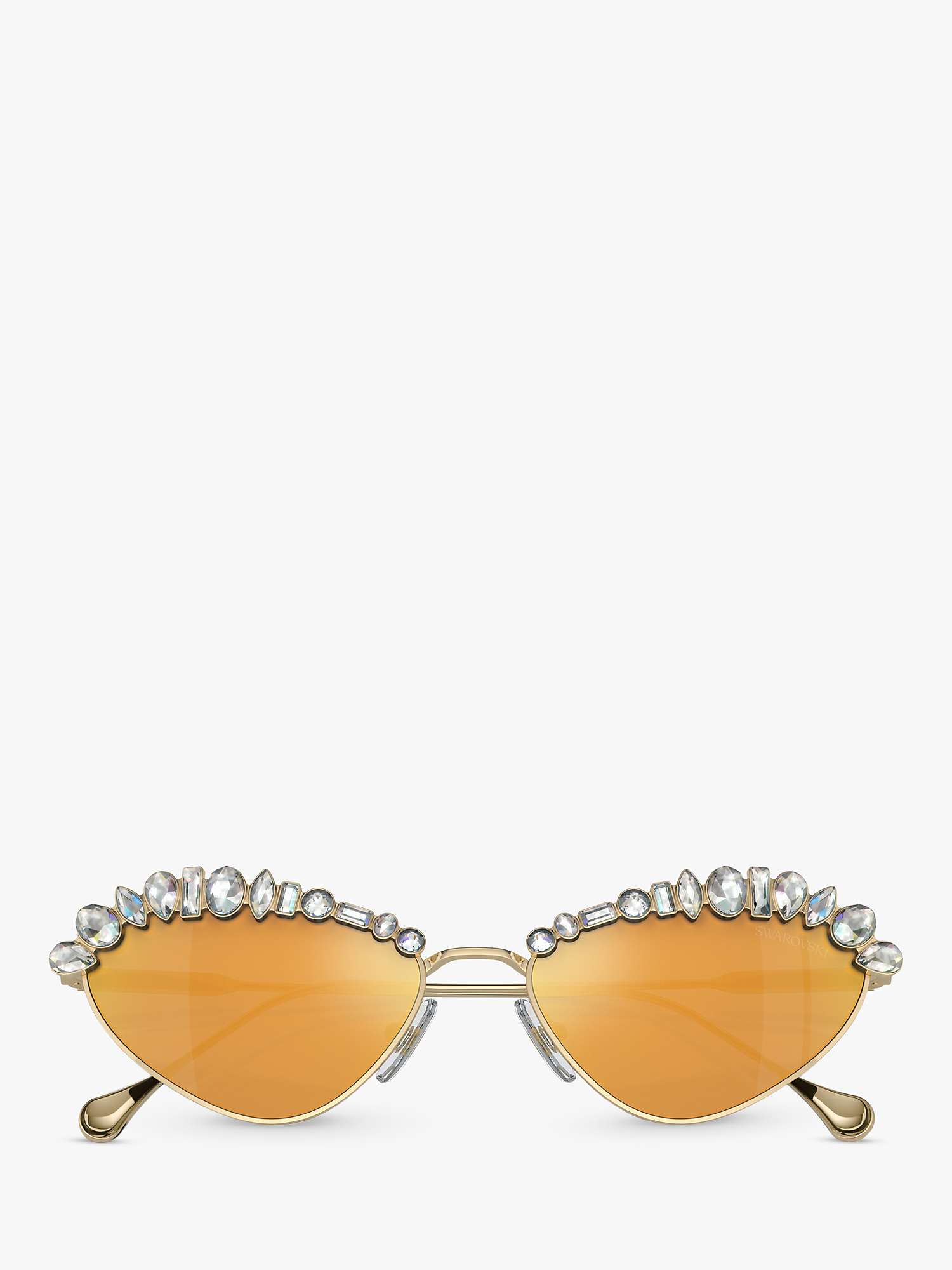 Buy Swarovski SK7009 Women's Crystal Cat's Eye Sunglasses, Pale Gold/Mirror Orange Online at johnlewis.com
