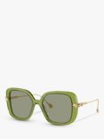 Swarovski SK6011 Women's Square Sunglasses, Transparent Green/Green