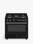 Smeg Classic CX91GM 90cm Dual Fuel Range Cooker, Black