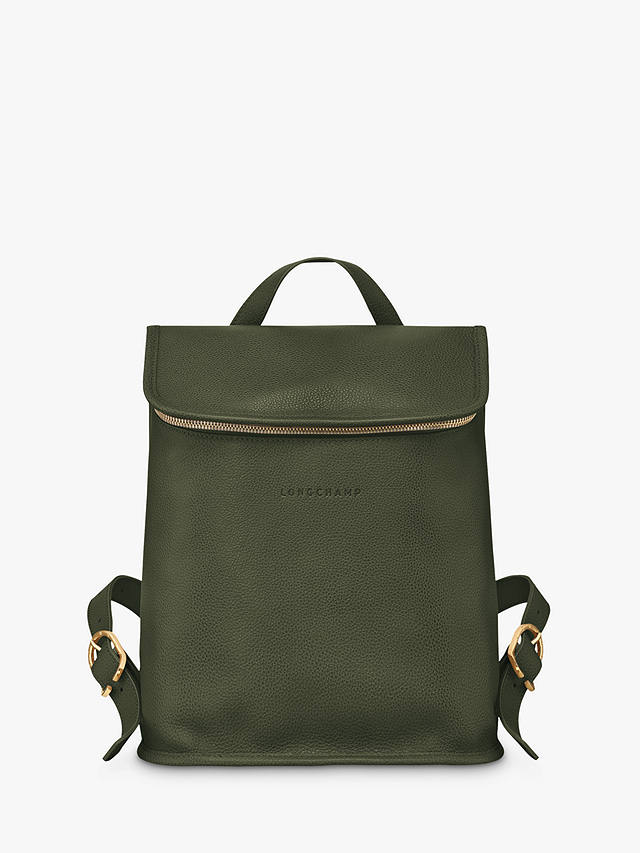 Longchamp Le Foulonné Leather Backpack, Khaki