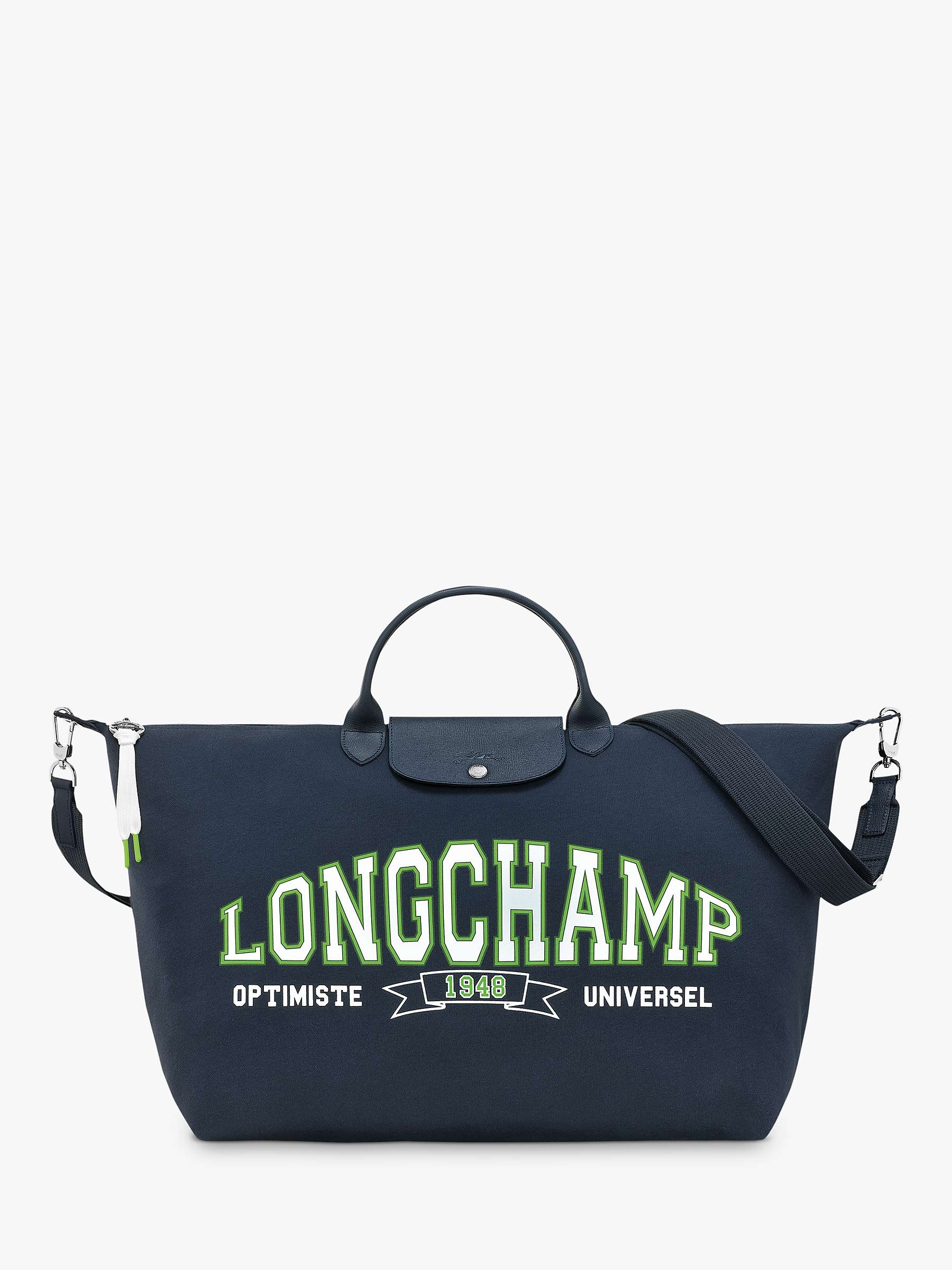 Buy Longchamp Le Pliage Collection Travel Cotton Jersey Holdall, Navy Online at johnlewis.com