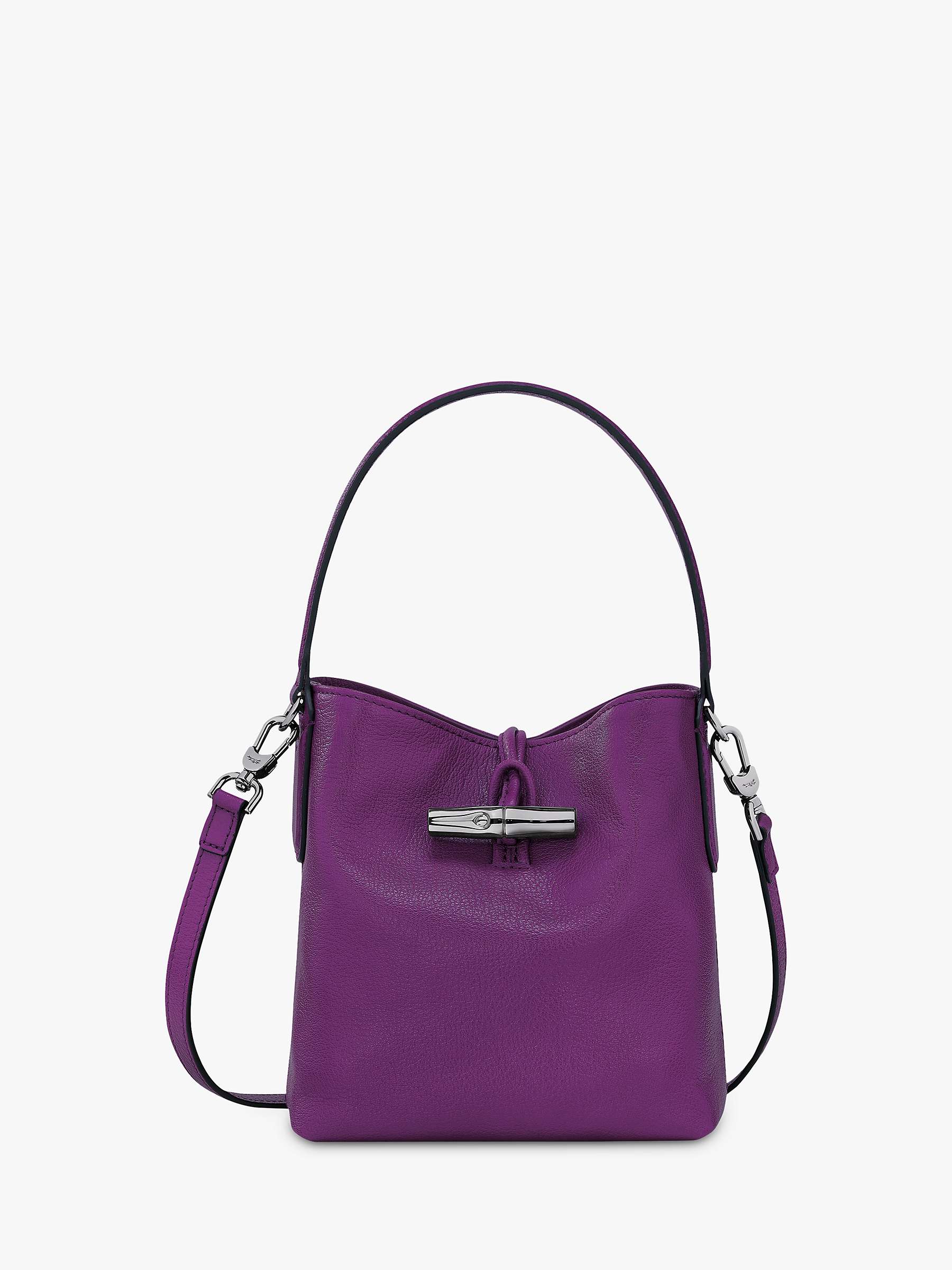 Buy Longchamp Roseau Bucket Bag, Violet Online at johnlewis.com