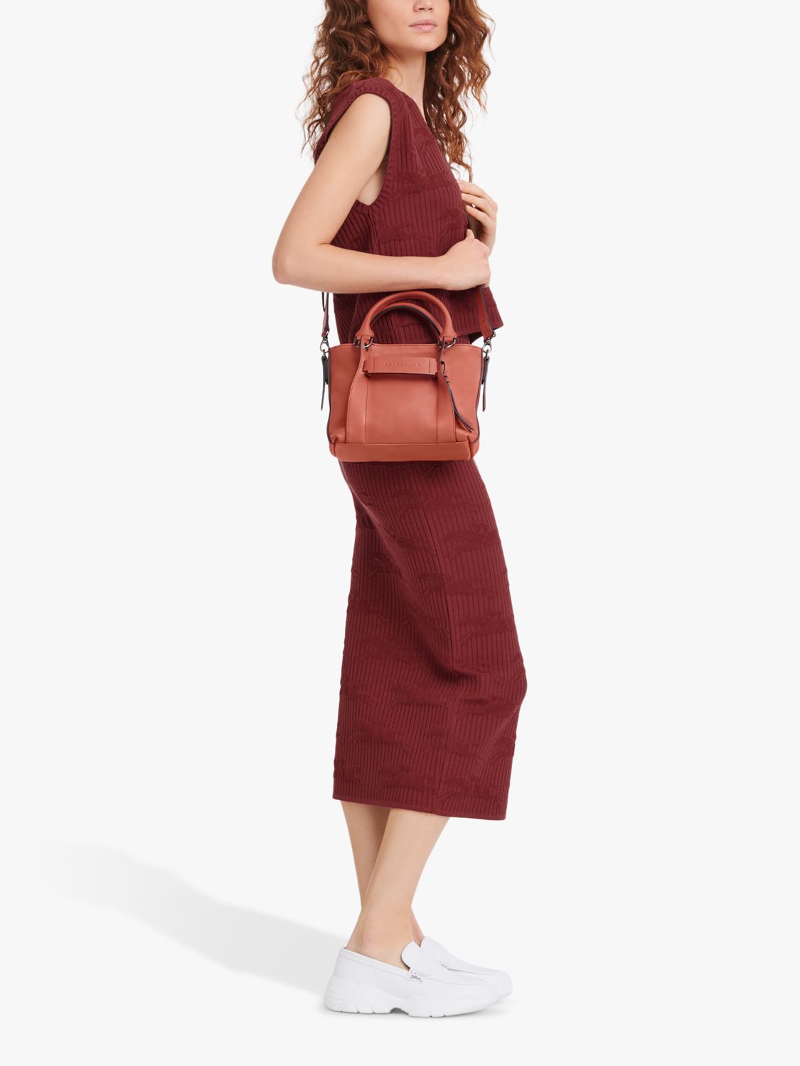 Longchamp 3D Small Leather Crossbody Bag, Sienna at John Lewis & Partners