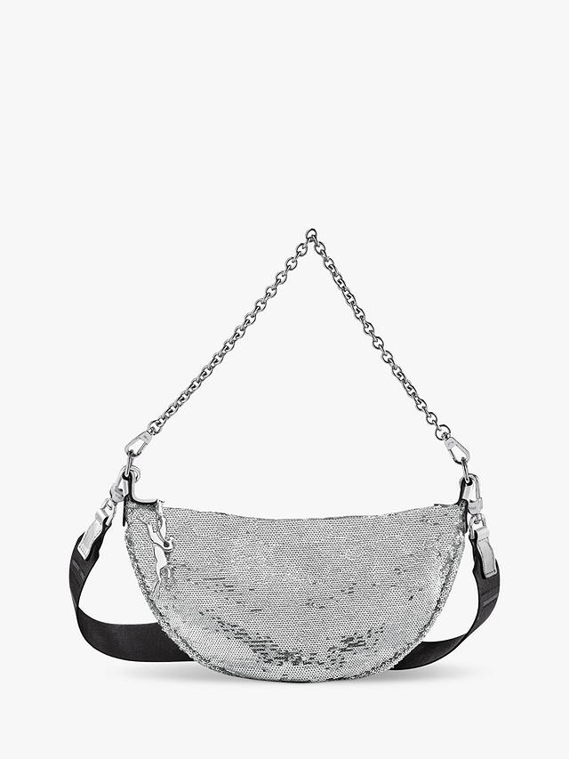 Longchamp Smile Sequin Crossbody Bag, Silver