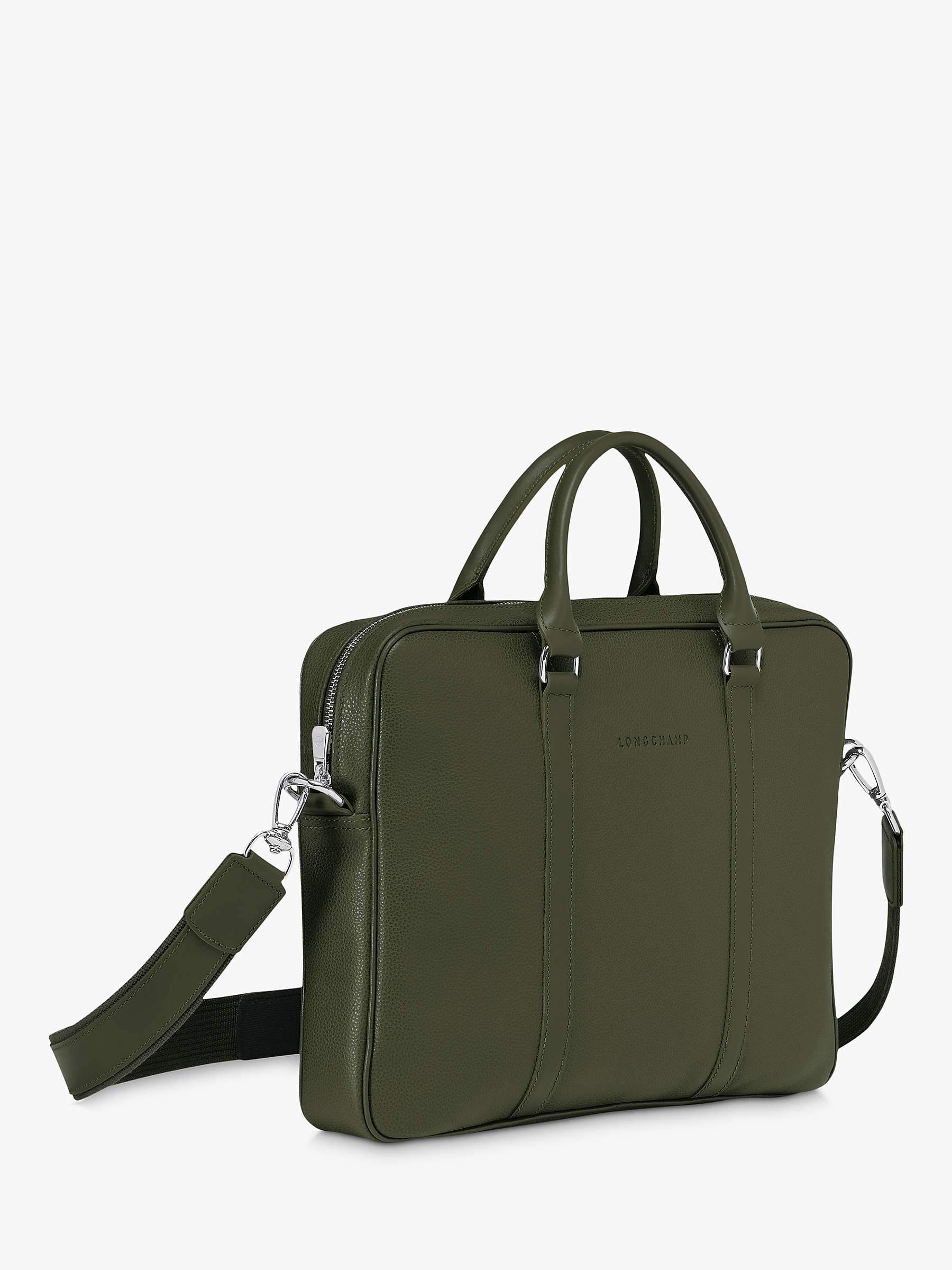 Buy Longchamp Le Foulonné Extra Small Leather Briefcase, Khaki Online at johnlewis.com