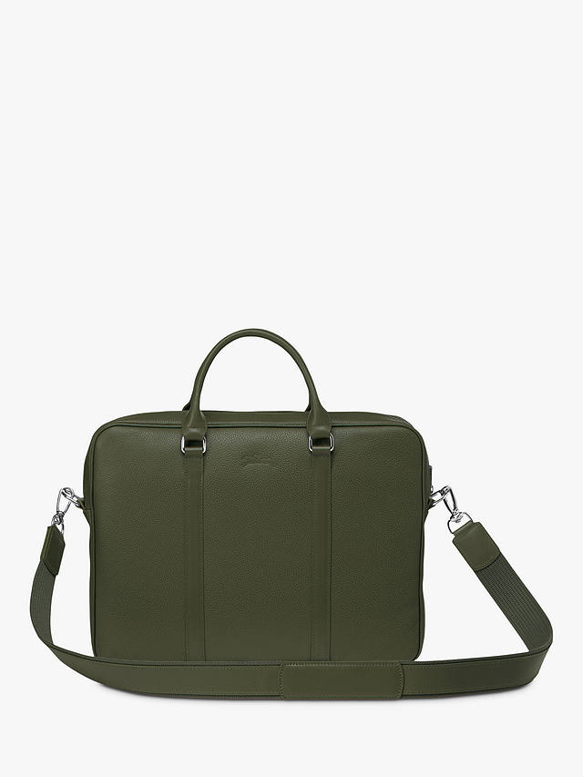 Longchamp Le Foulonné Extra Small Leather Briefcase, Khaki