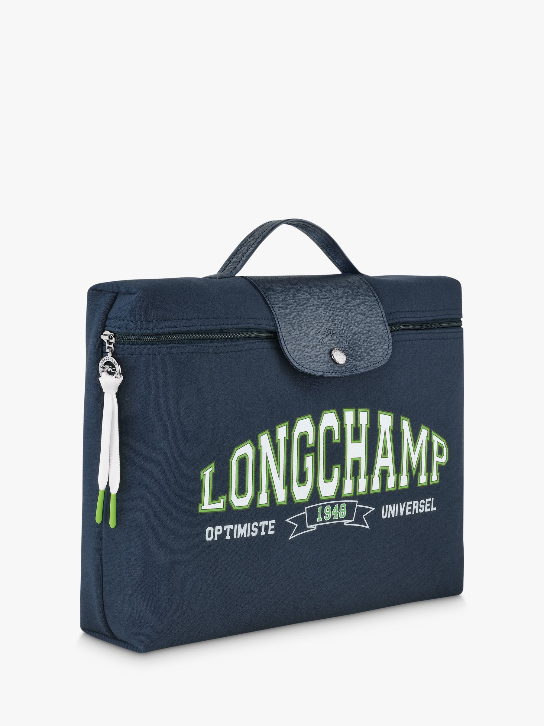Buy Longchamp Le Pliage Cotton Jersey Logo Briefcase, Navy Online at johnlewis.com