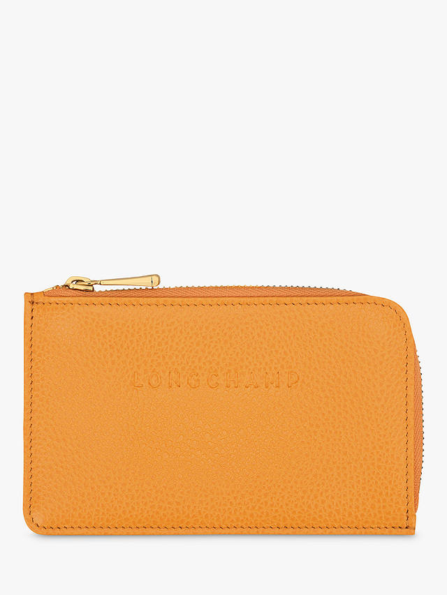 Longchamp Le Foulonné Zipped Leather Card Holder, Apricot