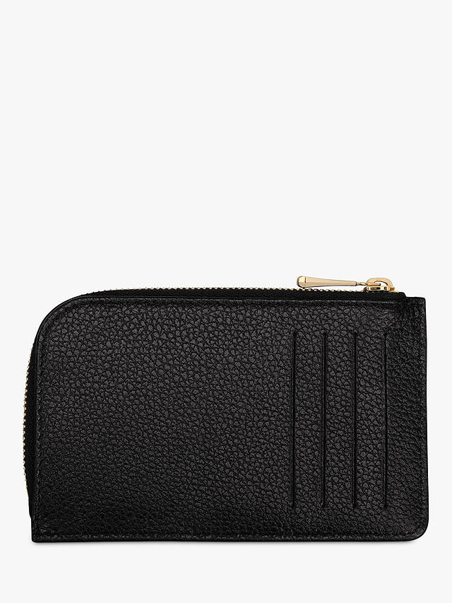 Longchamp Le Foulonné Zipped Leather Card Holder, Black
