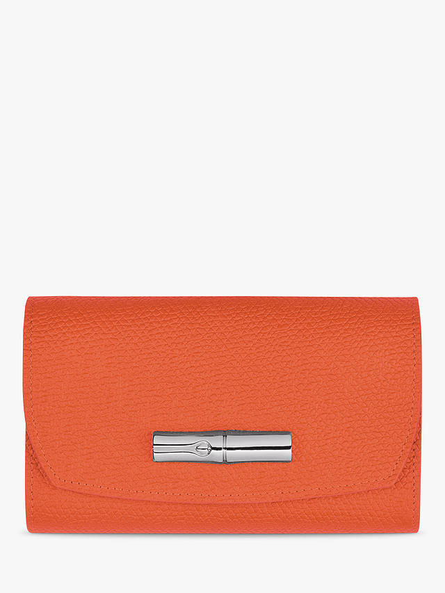 Longchamp Roseau Leather Compact Wallet, Orange